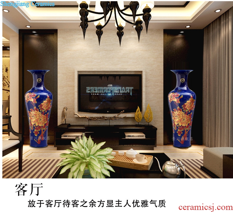 Jingdezhen ceramic home sitting room is contracted and contemporary furnishing articles gold peony flower arranging landing big vase decoration