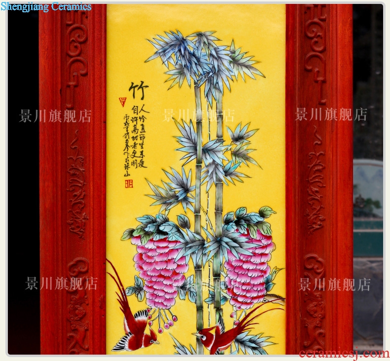 Jingdezhen modern ceramic artists sitting room adornment furnishing articles chrysanthemum patterns in hotel four screen porcelain plate painting