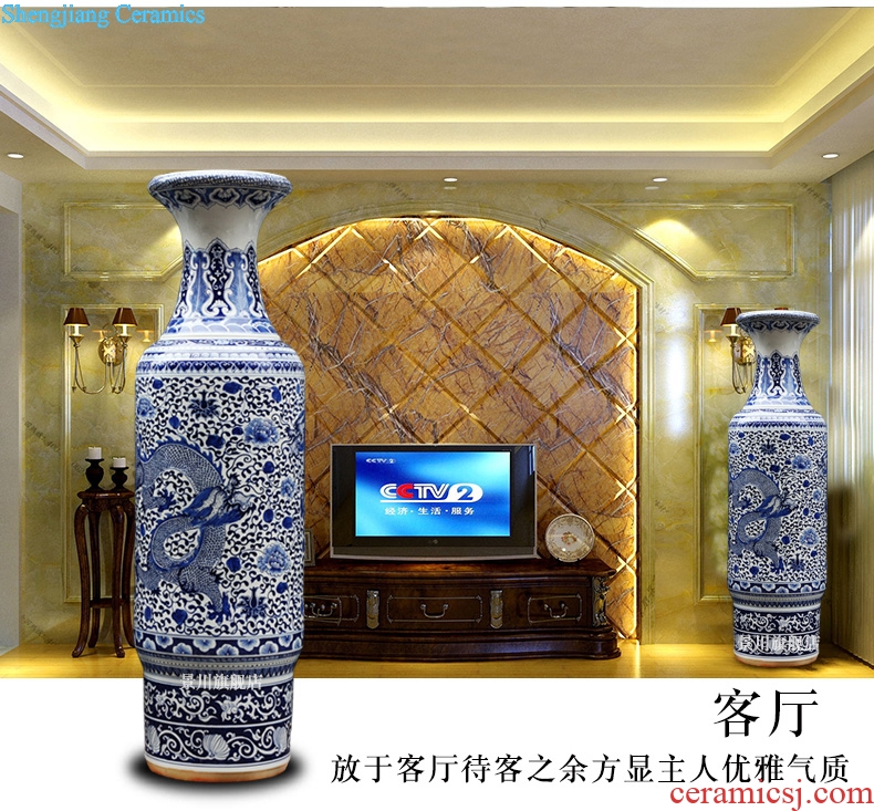 Blue and white same vase hand-painted archaize admiralty bound branch lotus blue and white porcelain of jingdezhen ceramics sitting room floor furnishing articles