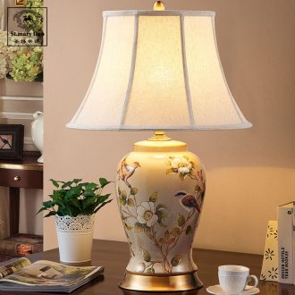Ou all copper ceramic desk lamp new classic rural American living room desk lamp of bedroom the head of a bed large example room light