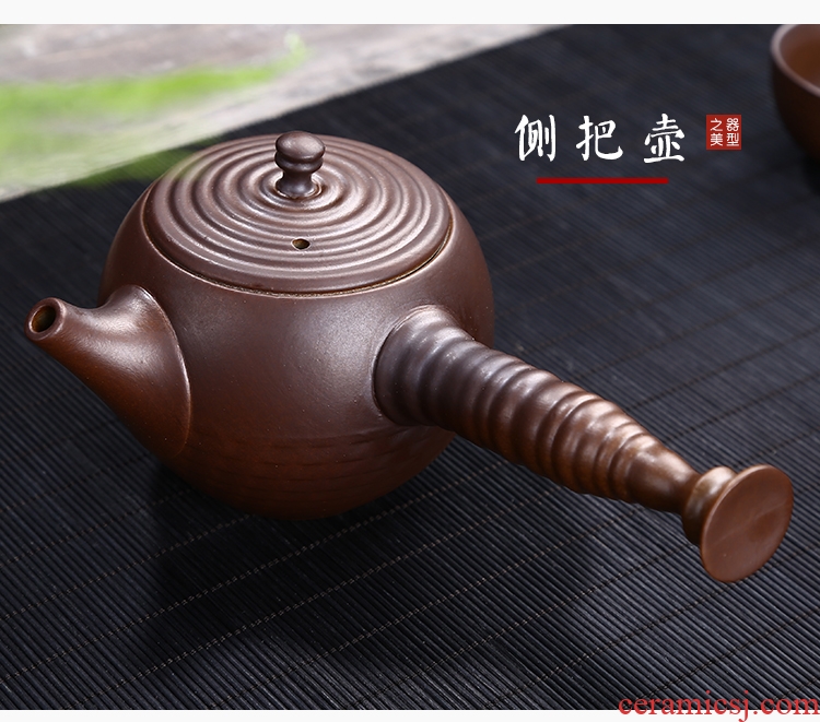 Restoring ancient ways leopard lam kung fu tea set suit household jingdezhen ceramic tea cup teapot Japanese tea ceremony the living room