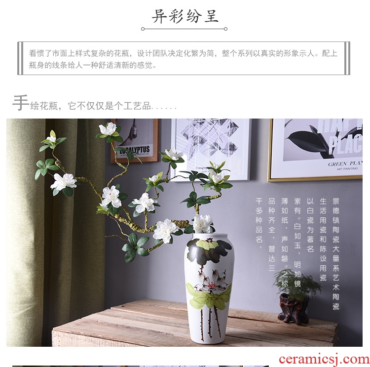 Jingdezhen ceramic vase sitting room porch flower arranging new Chinese style adornment hand-painted porcelain arts and crafts furniture furnishing articles