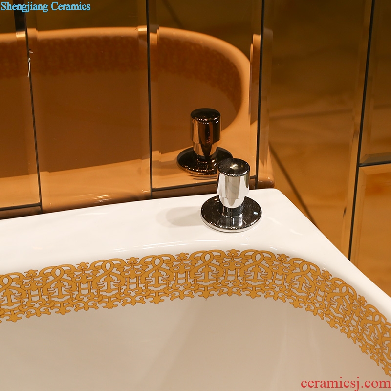 Ou basin one-piece lavabo ceramic golden column pillar floor lavatory basin hotel and trip in