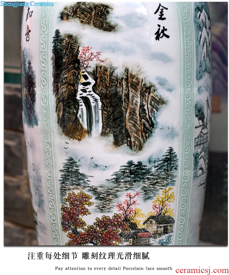 Jingdezhen ceramic hand-painted landscape all around the French vase household of Chinese style living room a study office furnishing articles