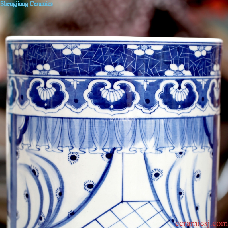 Jingdezhen ceramic vase of large sitting room adornment large quiver hand-painted blue and white porcelain hotel study practice