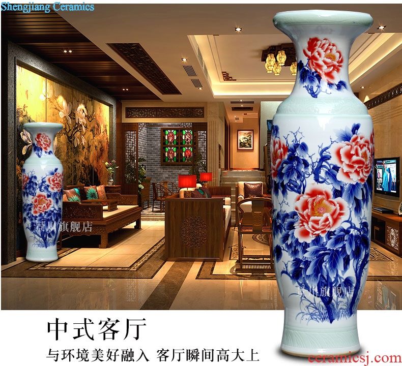 Hand color of large vase peony admiralty bottles of jingdezhen ceramics occupy the modern home furnishing articles sitting room