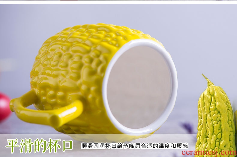 Creative personality trend ceramic cup of milk coffee lovers mugs lovely office balsam pear water in a cup