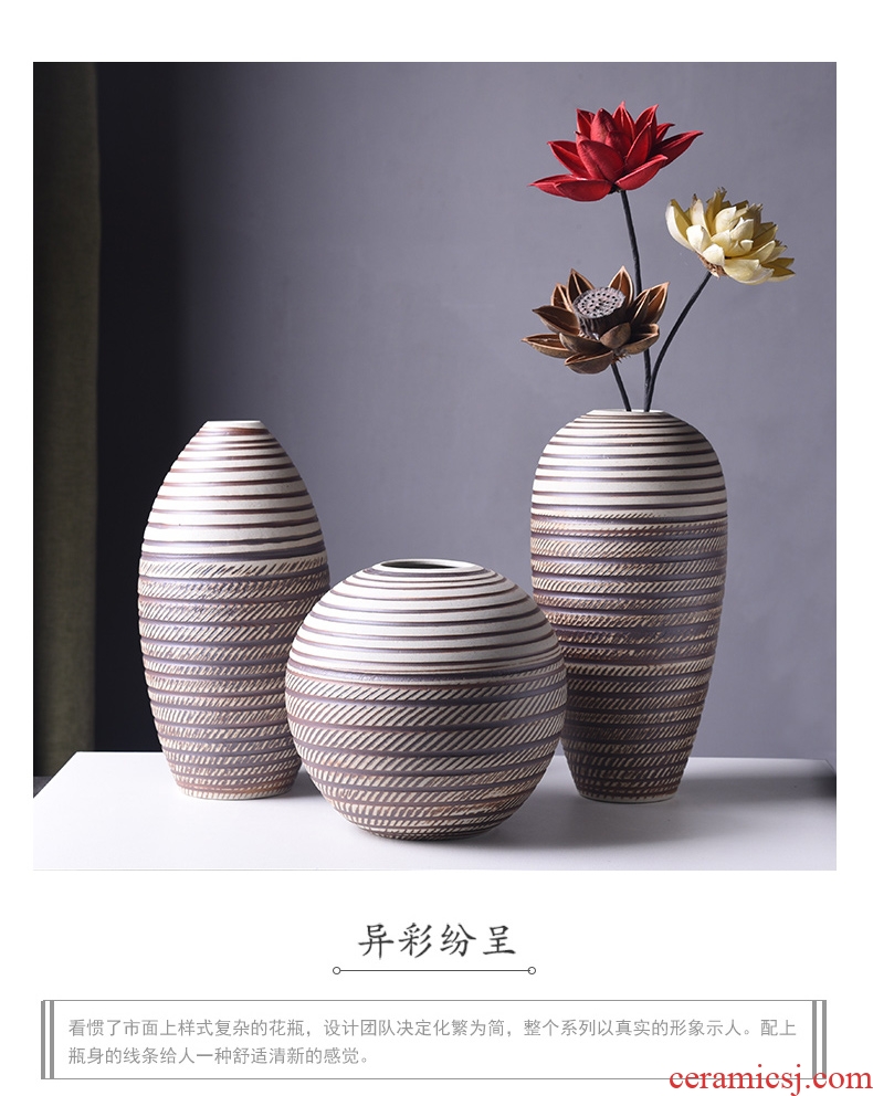 Contemporary and contracted desktop ceramic floret bottle coarse pottery dried flowers flower arrangement Europe type restoring ancient ways is the sitting room adornment is placed