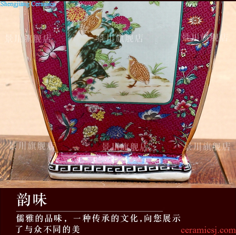 Pastel peony square bottle of jingdezhen ceramic sitting room ground flower arranging furnishing articles hotel process classical household act the role ofing is tasted
