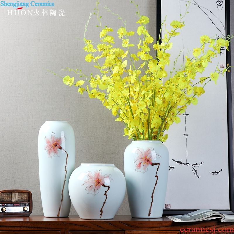 Modern new Chinese style living room TV cabinet ceramic vase wine porch desktop flower arranging home furnishing articles installed