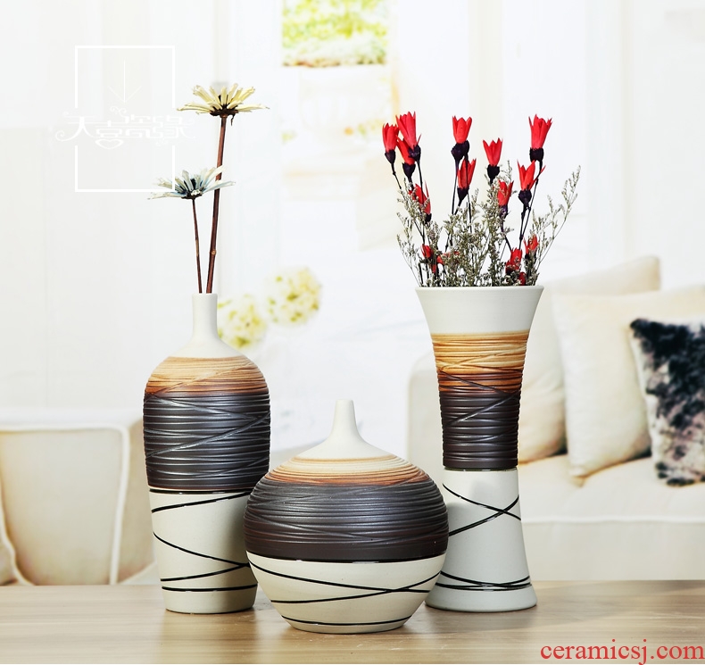Jingdezhen ceramic simple flower implement modern furnishing articles three-piece creative living room TV cabinet home decoration vase