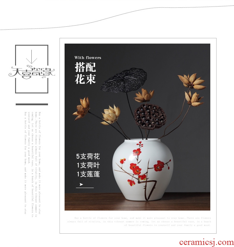 Jingdezhen contemporary and contracted ceramic vase furnishing articles creative living room TV cabinet table flower arranging, home decoration