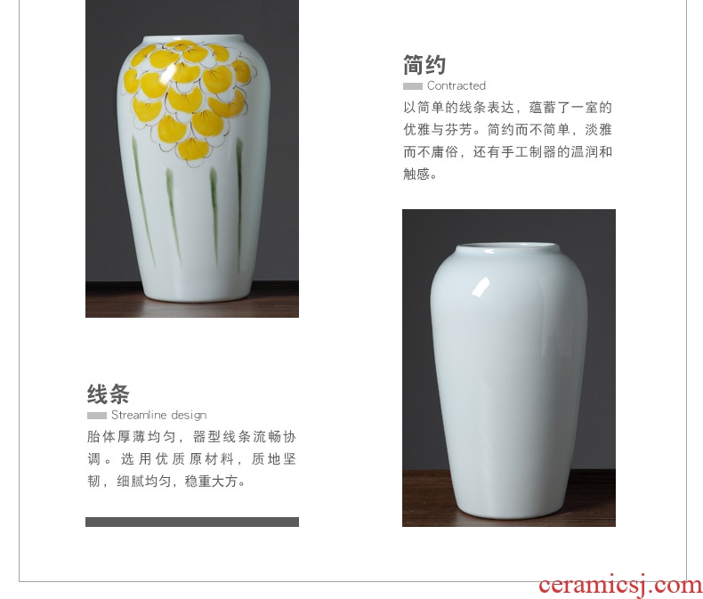 Insert new Chinese style ceramic vase originality fashionable sitting room white dried flowers, household soft adornment is placed