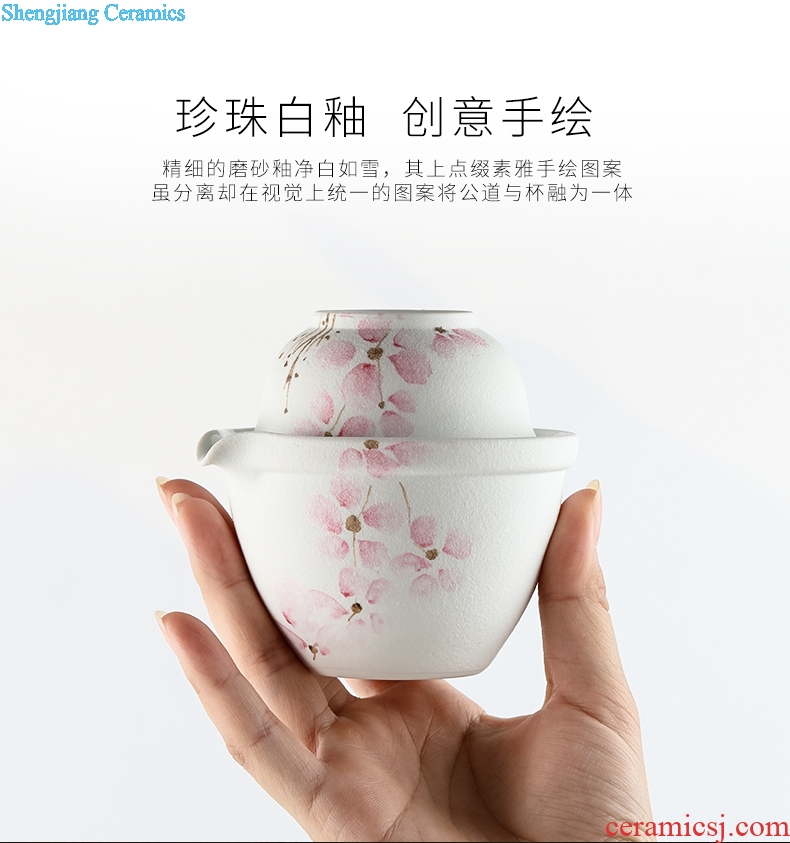 TaoXiChuan jingdezhen ceramic hand-painted crack cup portable travel a jug of a cup of tea pot set