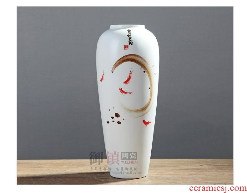 Jingdezhen Chinese wind hand-painted creative arts vase furnishing articles contemporary and contracted household soft adornment ceramic decoration