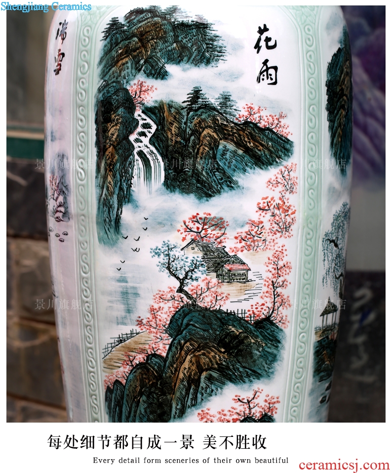 Jingdezhen ceramic hand-painted landscape all around the French vase household of Chinese style living room a study office furnishing articles