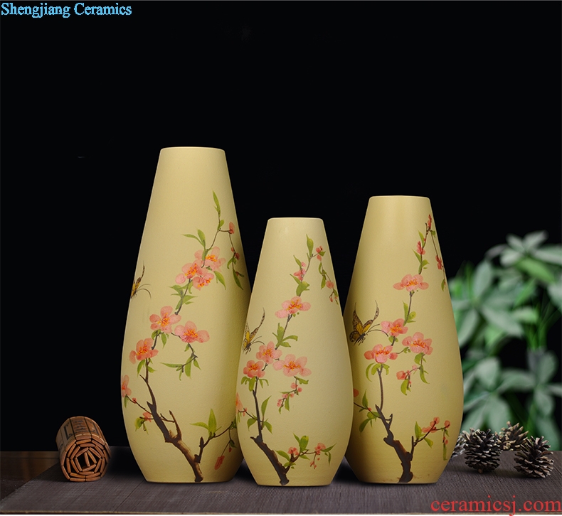 Scene, jingdezhen ceramic vase hand-painted frosted three-piece handicraft furnishing articles home decoration decoration