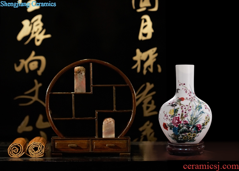 Contracted sitting room packages mailed jingdezhen porcelain vase famille rose porcelain vase modern fashionable household decoration decoration