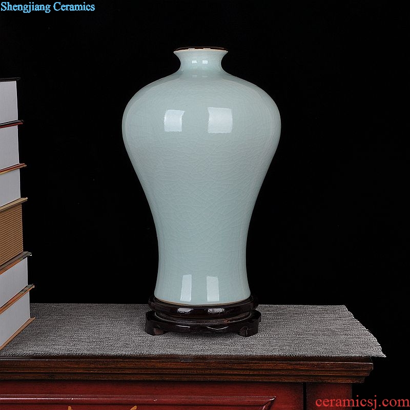 Archaize of jingdezhen ceramics kiln celadon vase home decoration craft rich ancient frame is placed in the living room