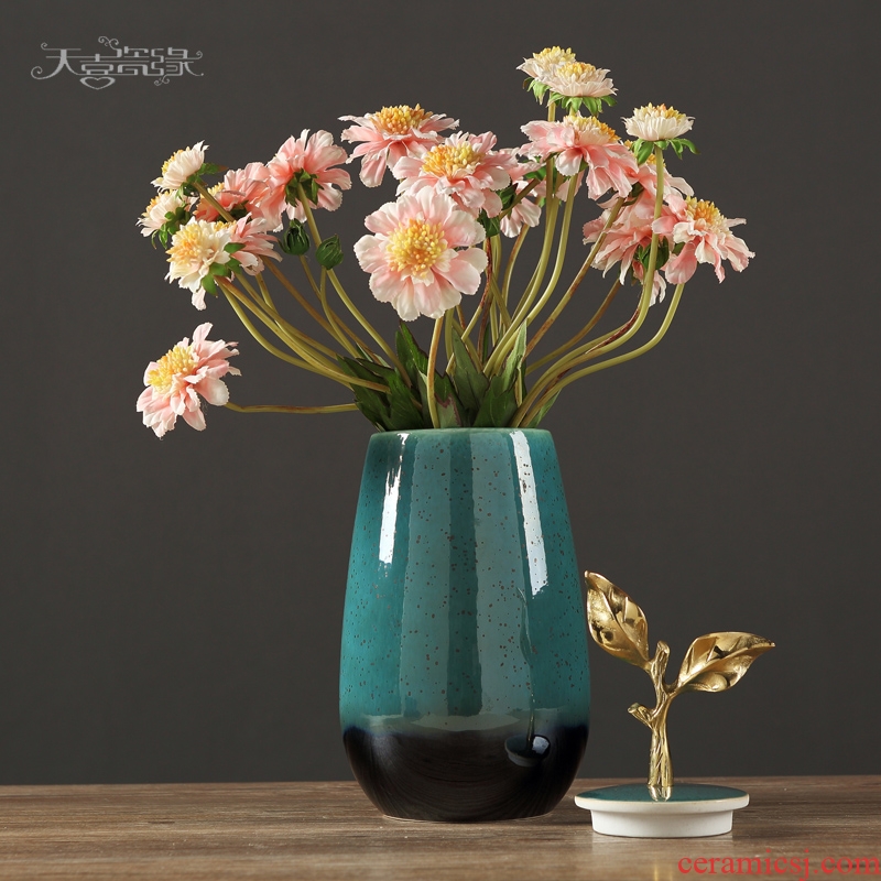European contemporary sitting room place American household ceramic vase of dry flower arrangement table decoration porch decoration