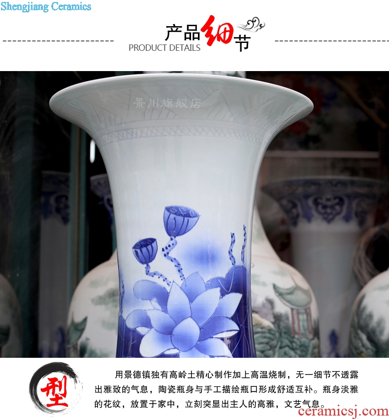 Jingdezhen ceramics engraving hand-painted lotus pond moonlight of large vases, sitting room decorates household porcelain furnishing articles