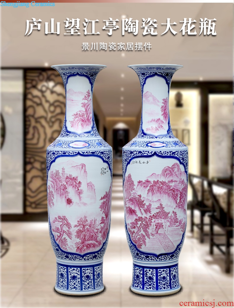 Jingdezhen ceramic floor furnishing articles hand-painted lushan photographs resort big vase home sitting room of Chinese style adornment