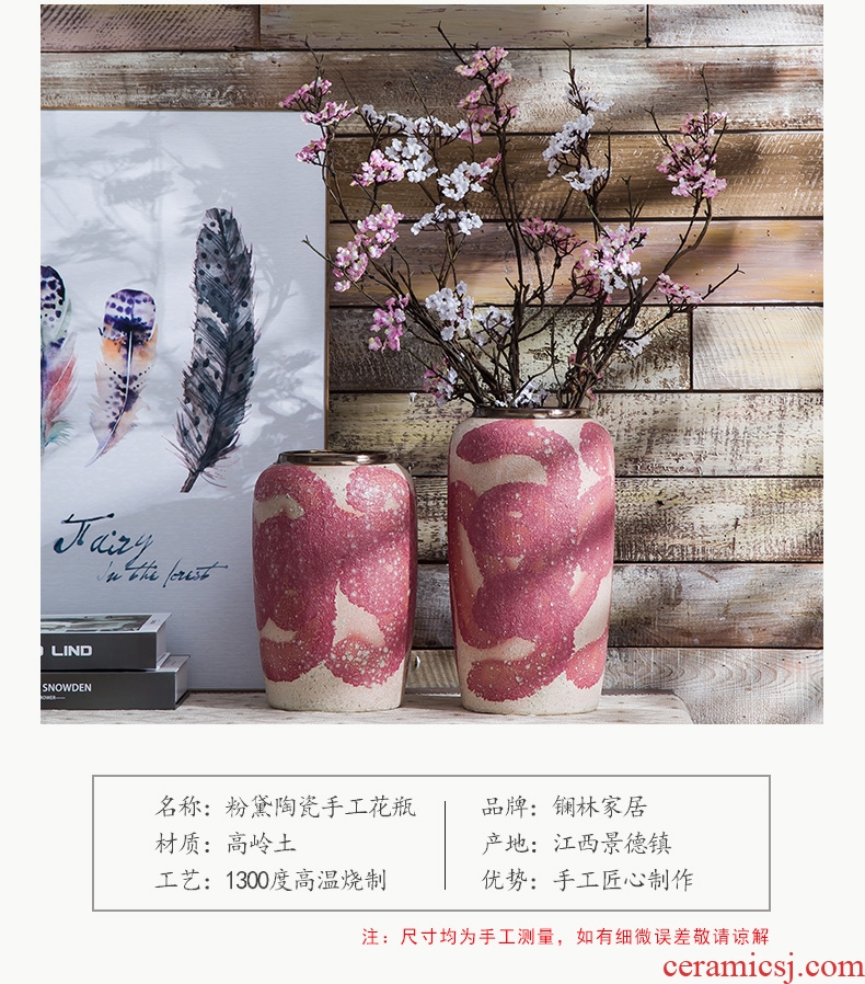 American pastoral contemporary and contracted ceramic vase restoring ancient ways is the sitting room tea table dry flower simulation flower flower bottle furnishing articles
