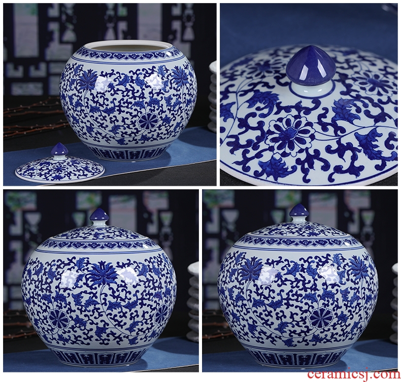 Jingdezhen ceramics large seal pot tea caddy retro store receives big yards puer tea pot