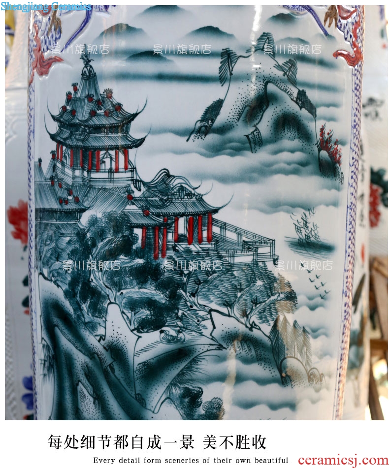 Carved dragons and phoenixes splendid sunvo colorful large vases, jingdezhen blue and white porcelain ceramics sitting room furnishing articles