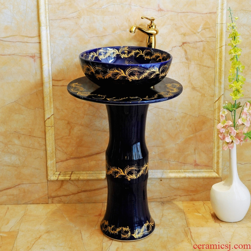 JingYan pillar of European art basin ceramic pillar type lavatory floor type basin basin vertical lavabo column