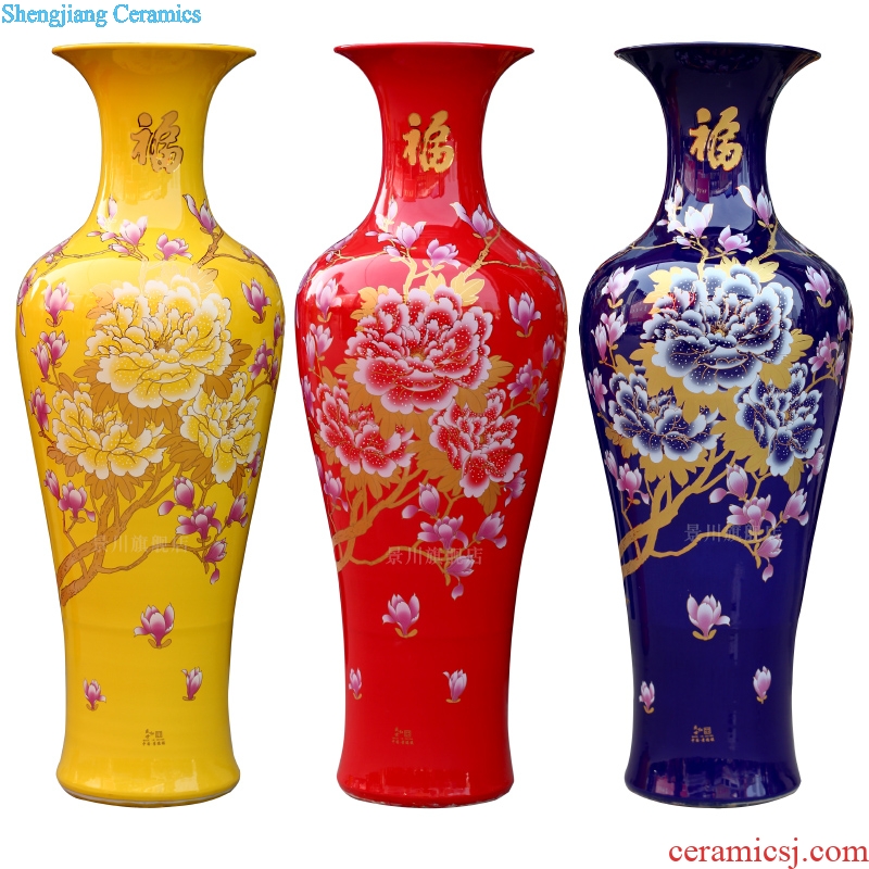 Jingdezhen ceramics festival Chinese red gold peony landing big vase household adornment porcelain porcelain furnishing articles