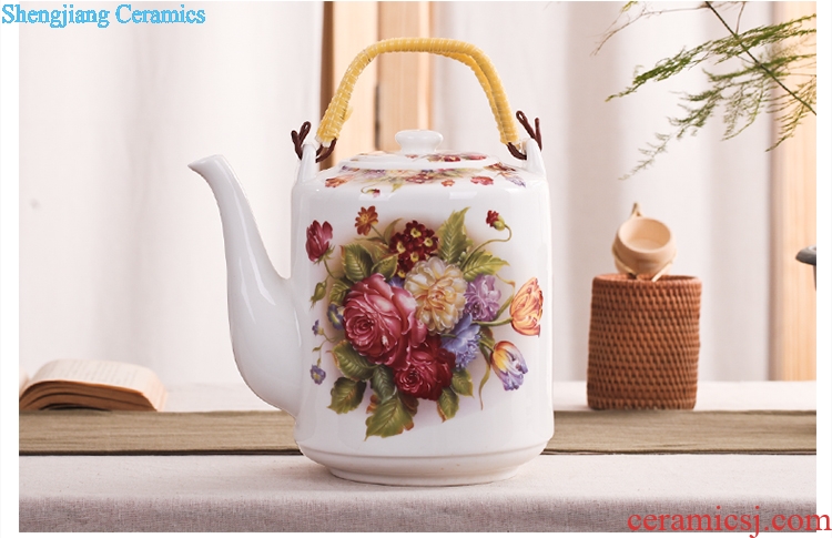 Large capacity of the heat of jingdezhen ceramic pot of cold water pot large blue and white girder cold ceramic pot kettle