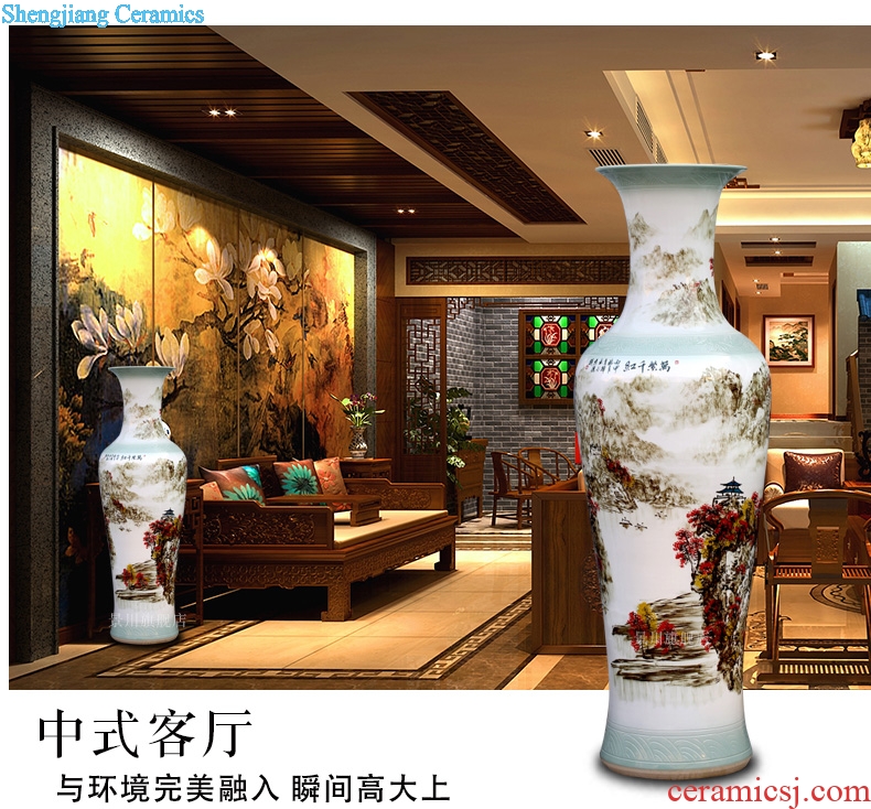 Jingdezhen ceramics green landscape painting sculpture of large vase full shade big porcelain sitting room furnishing articles