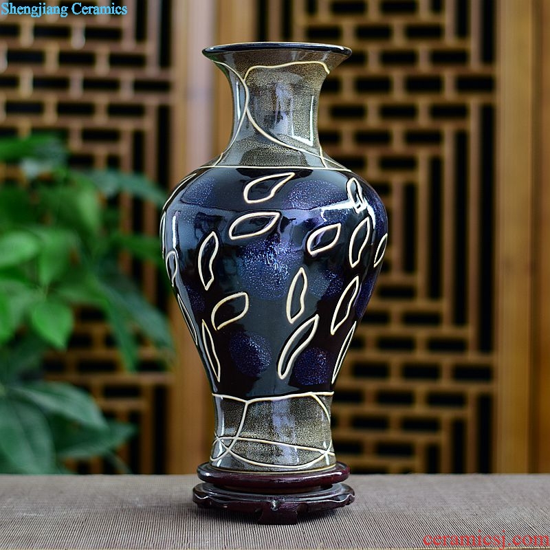 Jingdezhen ceramic vase hollow out sitting room with a silver spoon in her mouth eggs home decoration antique crafts modern jewelry furnishing articles