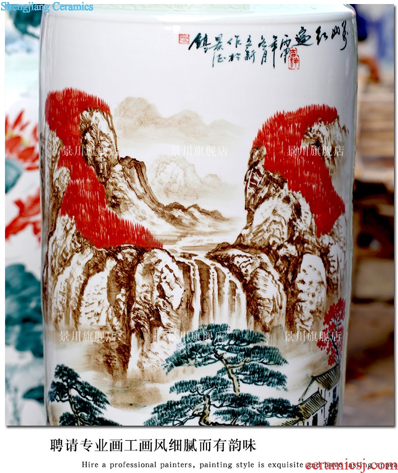 Hand draw luck landing big vase landscape painting porcelain jingdezhen ceramics sitting room big furnishing articles