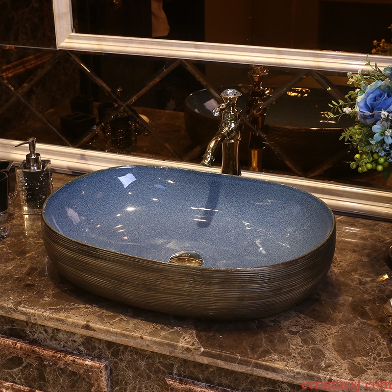 JingYan restoring ancient ways is the stage basin to the oval art ceramic lavatory toilet stage basin basin on the sink