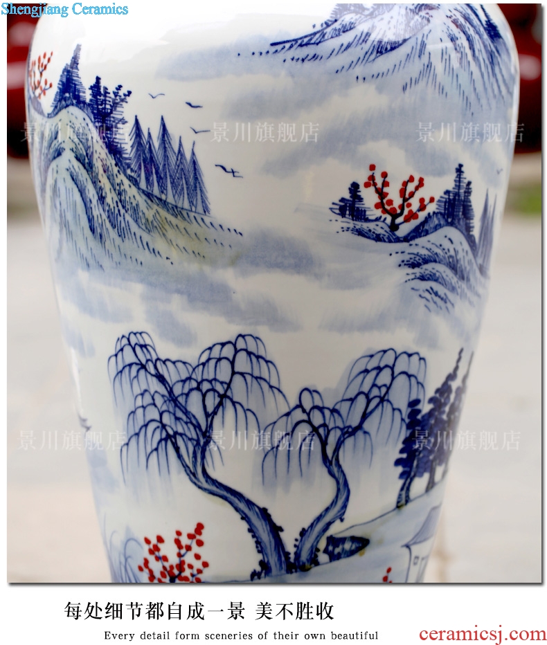Jingdezhen of large vases, ceramic sitting room adornment large blue and white porcelain hotel furnishing articles hand-painted
