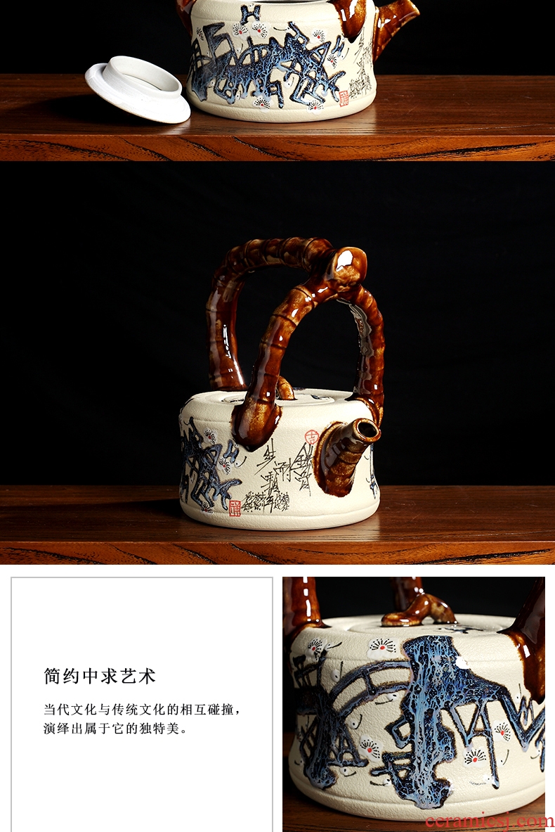 Creative teapots manual furnishing articles of jingdezhen ceramics antique Chinese style rich ancient frame wine sitting room adornment handicraft