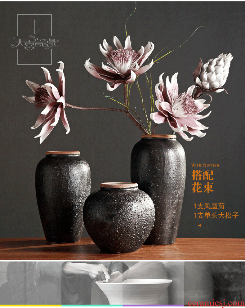 Jingdezhen restoring ancient ways do old clay coarse pottery vase is the sitting room TV ark ceramic clay pottery flower arranging nostalgic flowerpot