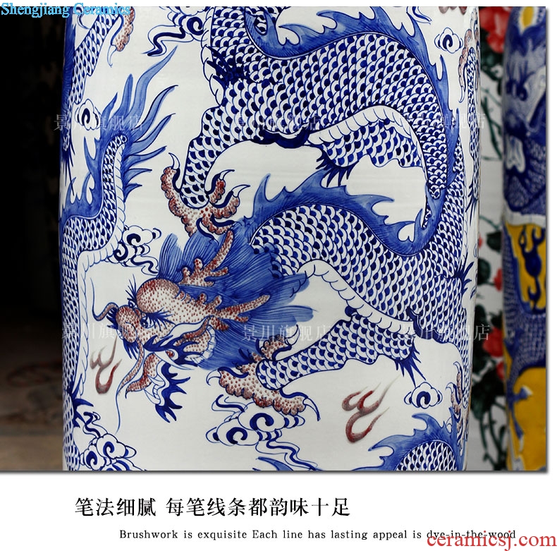 Jingdezhen ceramics hand-painted large blue and white porcelain vase carved dragon porcelain opening furnishing articles 1.8 m 3 m