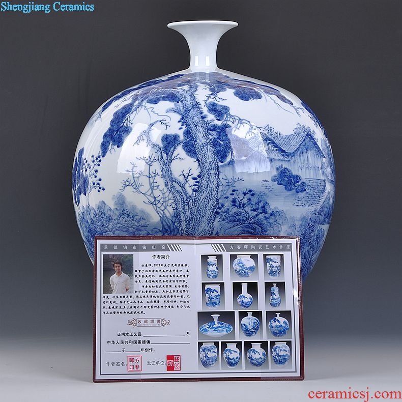 Jingdezhen ceramics famous masterpieces hand-painted porcelain of pomegranate sitting room porch place bottle home decoration arts and crafts