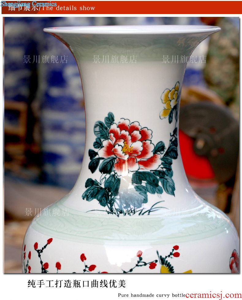 Hand painted peony flowers riches and honour figure of jingdezhen ceramics landing big vase sitting room hotel decoration furnishing articles