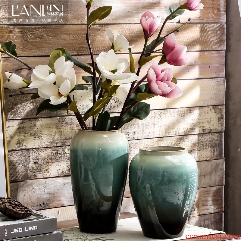 Modern Chinese American Mediterranean style ceramic vase household simulation flower suit desktop furnishing articles sitting room adornment