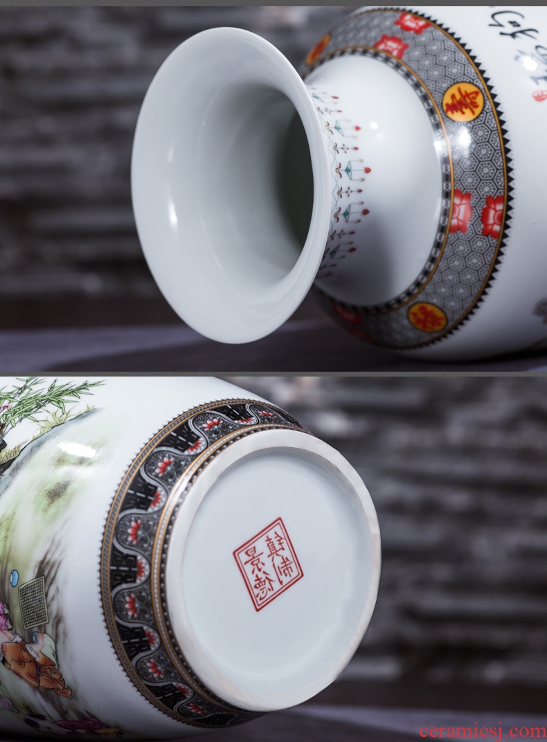 Jingdezhen ceramics vase Chinese penjing flower arranging large three-piece wine ark decoration plate of household decoration