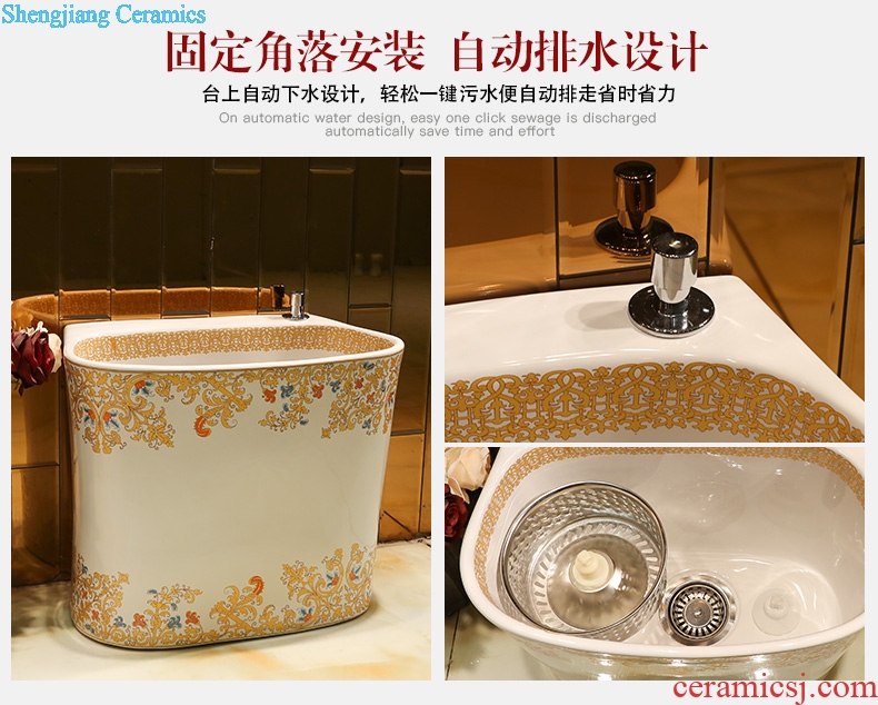 Ou basin one-piece lavabo ceramic golden column pillar floor lavatory basin hotel and trip in