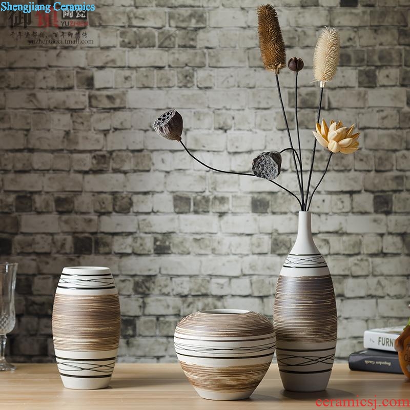Vintage home furnishing articles pottery flower vase study three-piece TV cabinet ceramic decoration decoration process