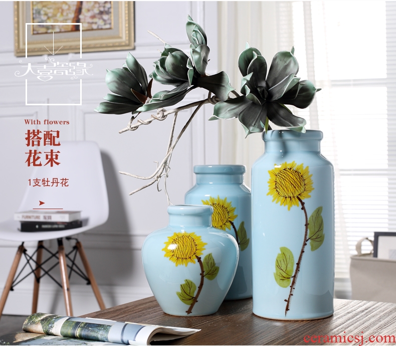 Jingdezhen contemporary and contracted ceramic vase furnishing articles creative living room small pure and fresh and dry flower arranging, table decorations