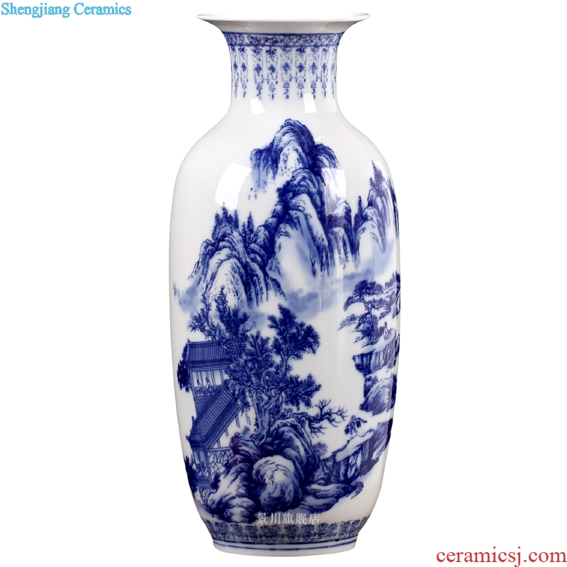 Jingdezhen ceramics landscape painting large blue and white porcelain vase contemporary household adornment desktop sitting room mesa furnishing articles