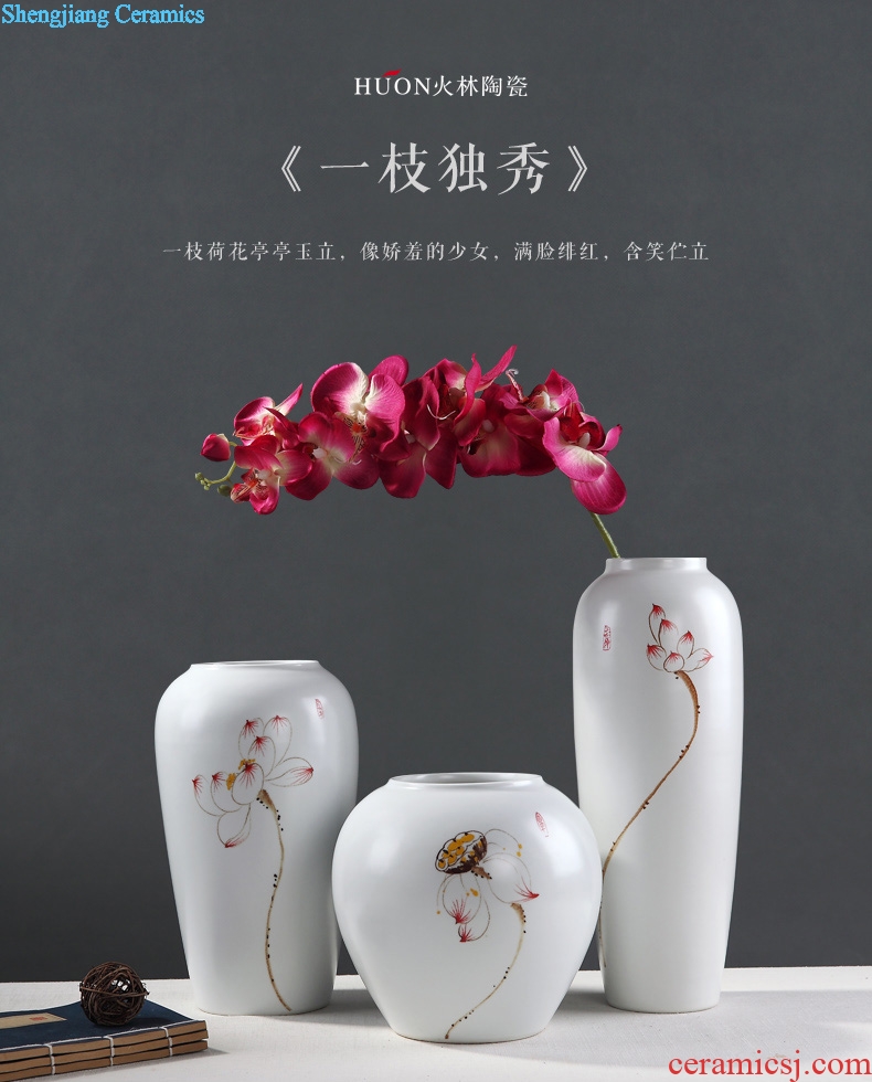 Jingdezhen modern new Chinese style ceramic vase lucky bamboo dried flowers sitting room Japanese zen home decoration furnishing articles