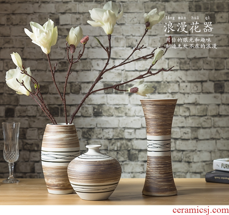Jingdezhen furnishing articles home decoration flower arranging three-piece creative arts vase of TV ark wine sitting room decoration